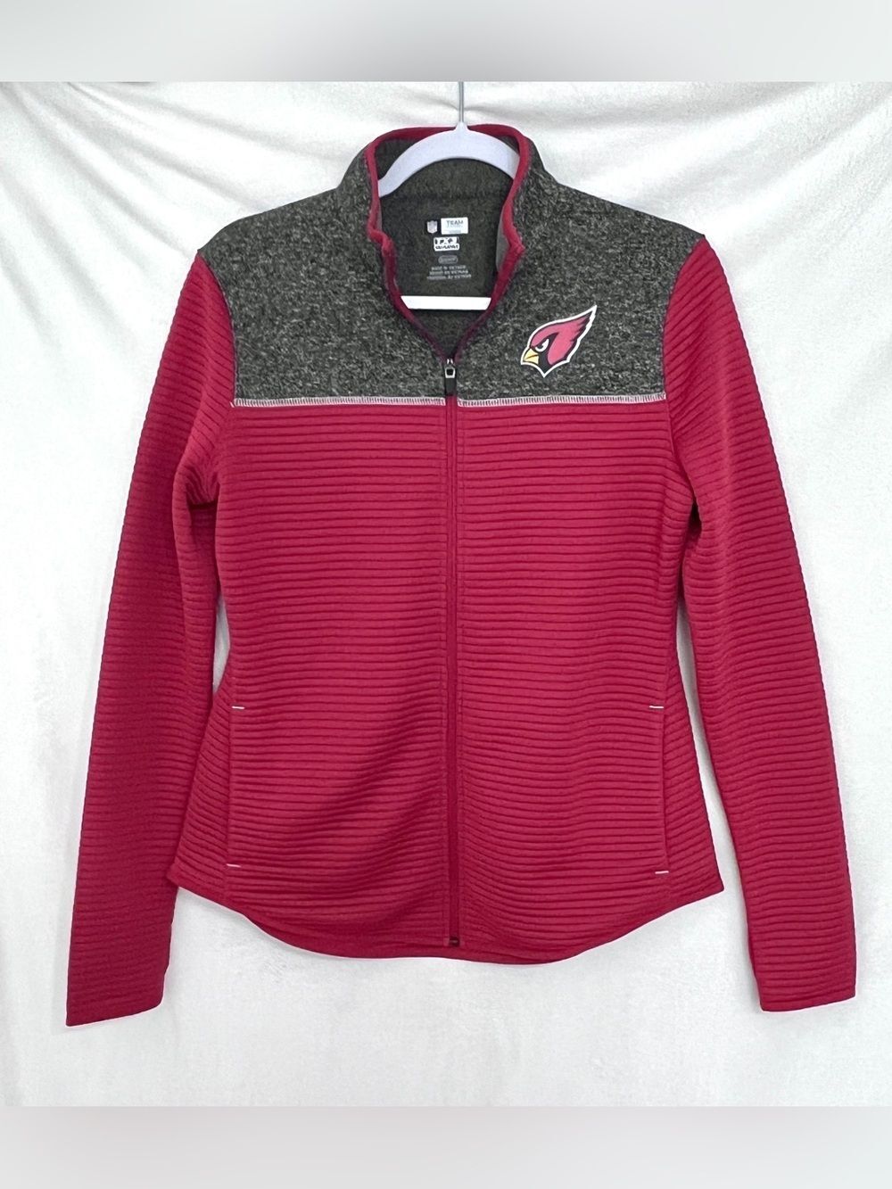NFL Team Apparel Arizona Cardinals Zip Fleece Jacket Red Grey Women's M